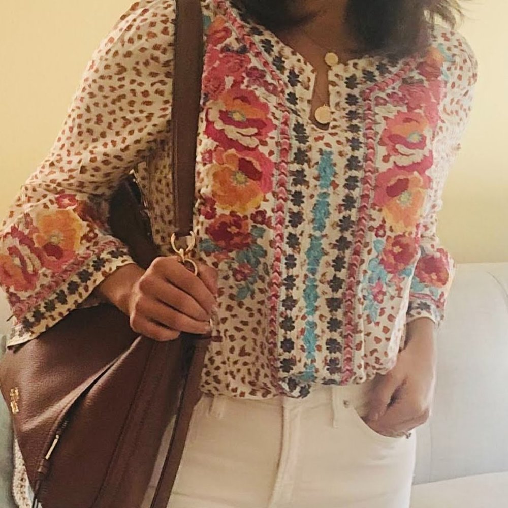 Embroidered Top in Animal Print
